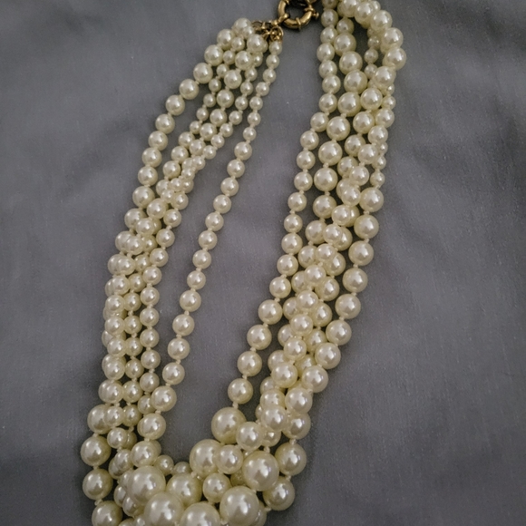 J. Crew Faux Pearl Twisted Hammock Necklace 5 Strands Multiple Sizes - Picture 2 of 6